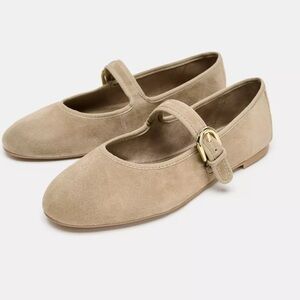 Zara Suede Strap Ballet Flats